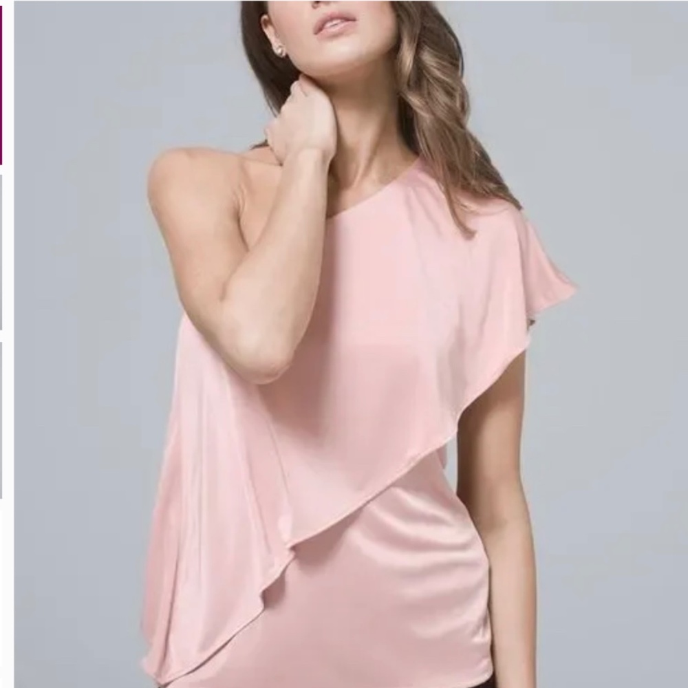 WHBM Pink One Shoulder Top M
